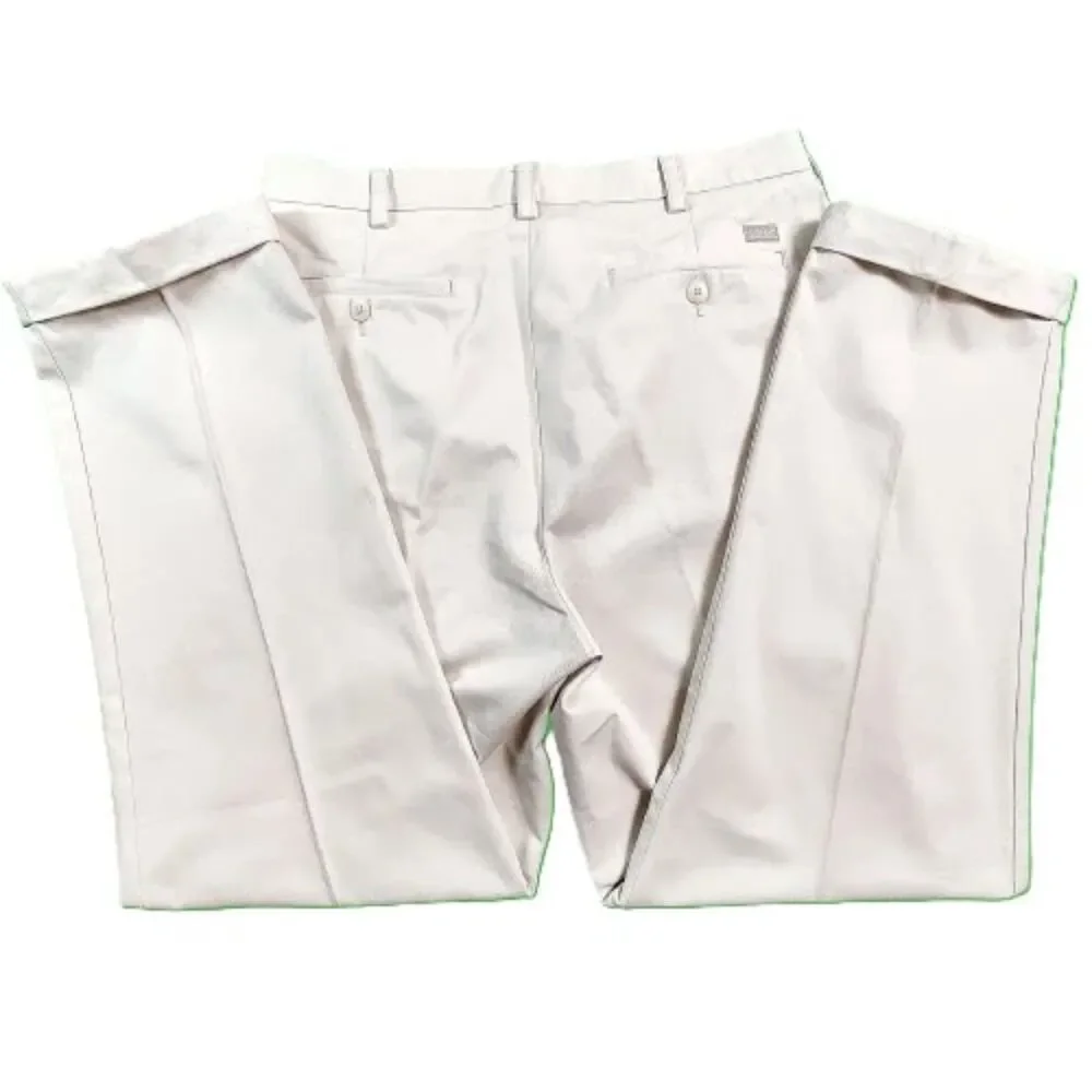 IZOD Men’s Khaki Chino Pants 34x32 Beige Pleated Cotton Dress Casual